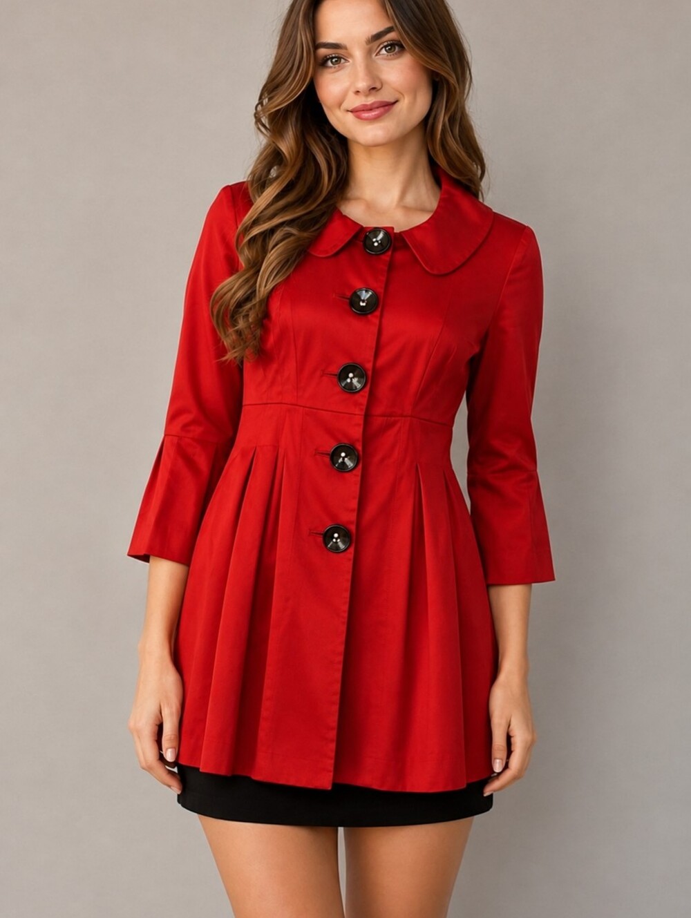 IN SAN FRANCISCO Satin Tomato Red Peter Pan Peplum Castlecore Topper Jacket